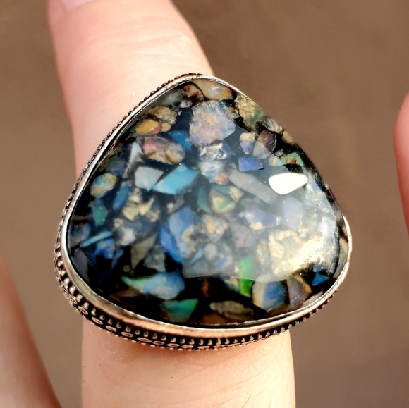 New Copper Ethiopian Opal 925 Silver Ring. - Picture 3 of 16
